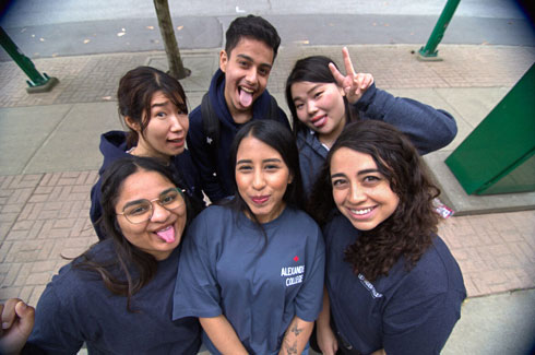 A group of students outside