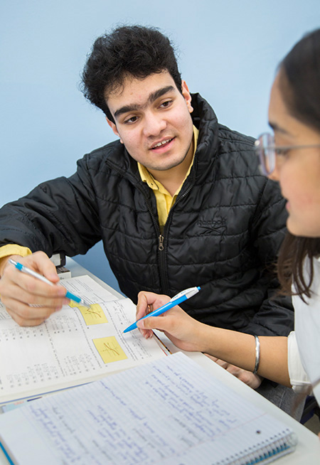 two students in the library