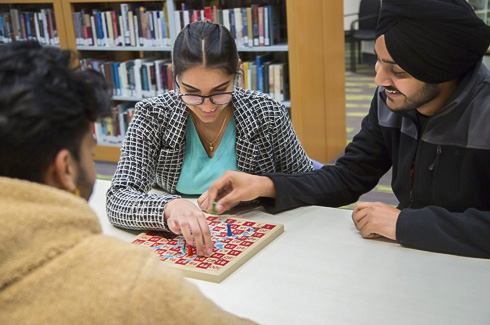 Students enjoying a game of chess