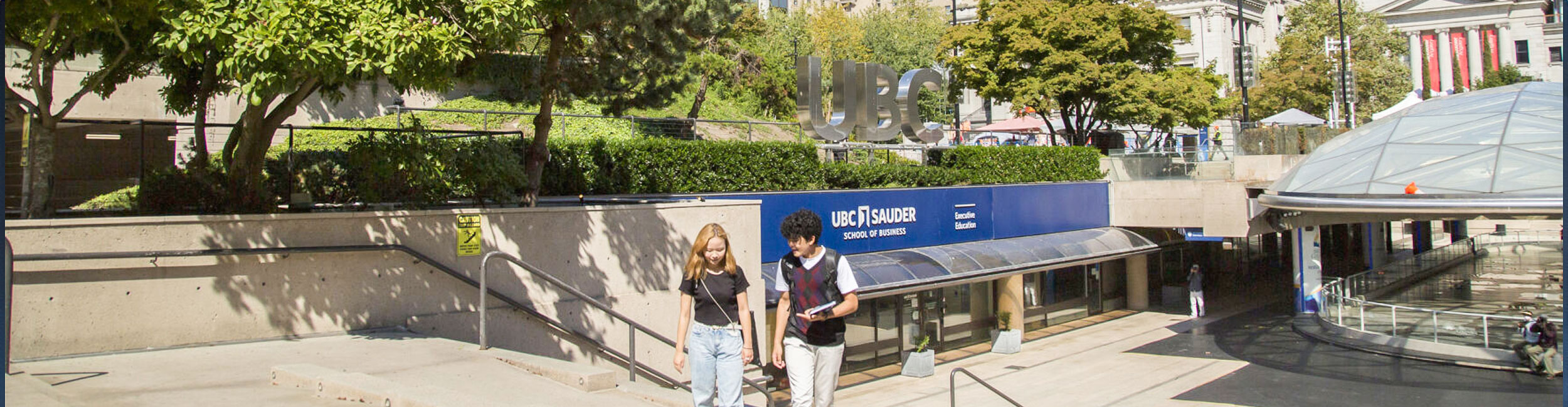 two students walking from UBC