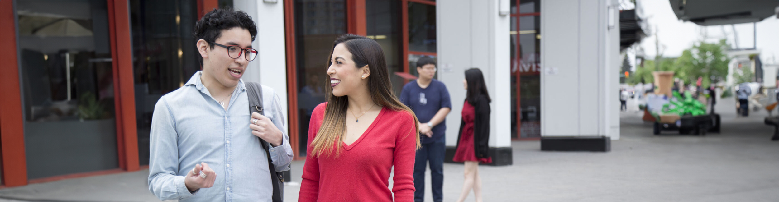 Alexander College students outside socializing