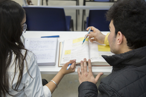 student in the library