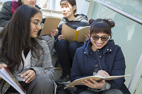 a group of students studying together