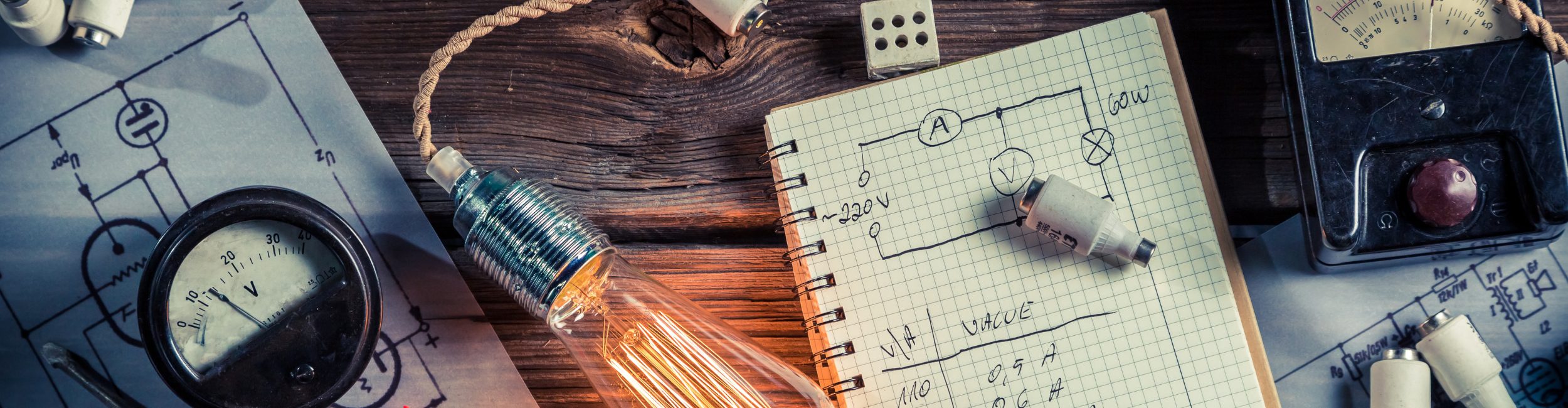 A notebook and electrical equipment