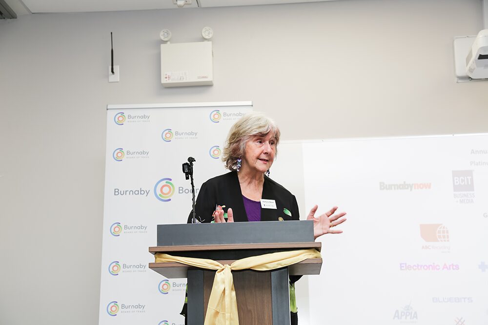 Barbara making a speech