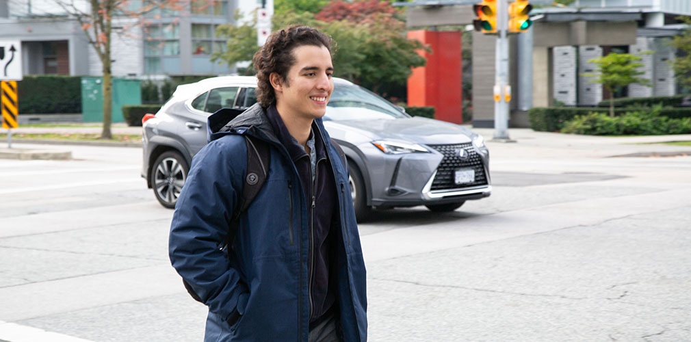 Fernando walking outside