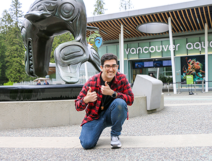 Gabriel outside the Vancouver Aquarium