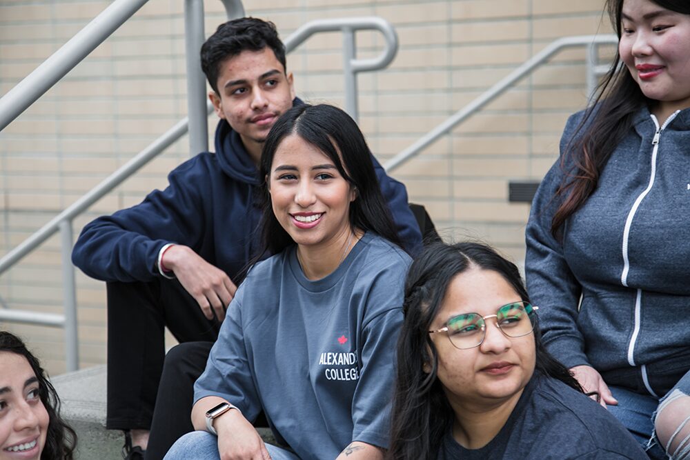 Group of students wearing school merch
