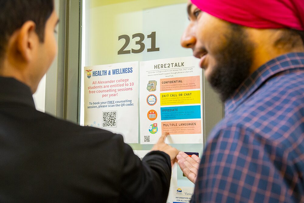students outside the Health and Wellness office