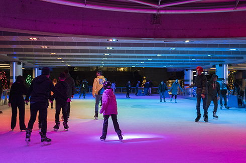 Robson Square Ice Rink at night