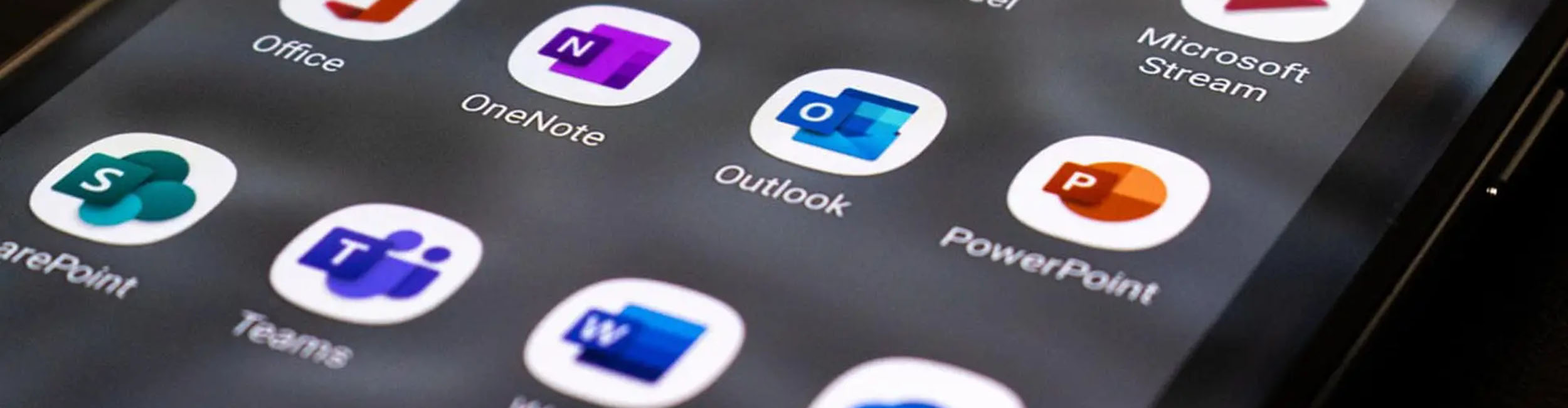 an electronic device with various Microsoft Office 365 apps