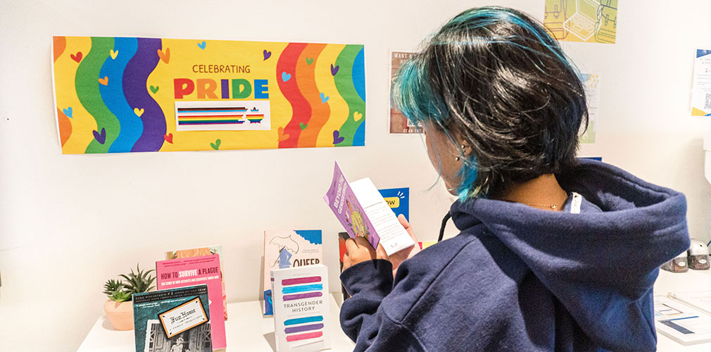 student reading a book