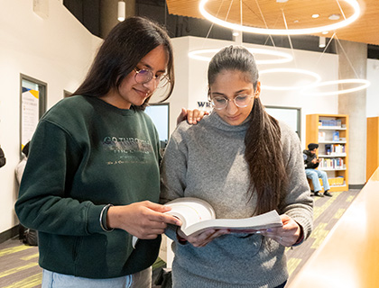 students in the library