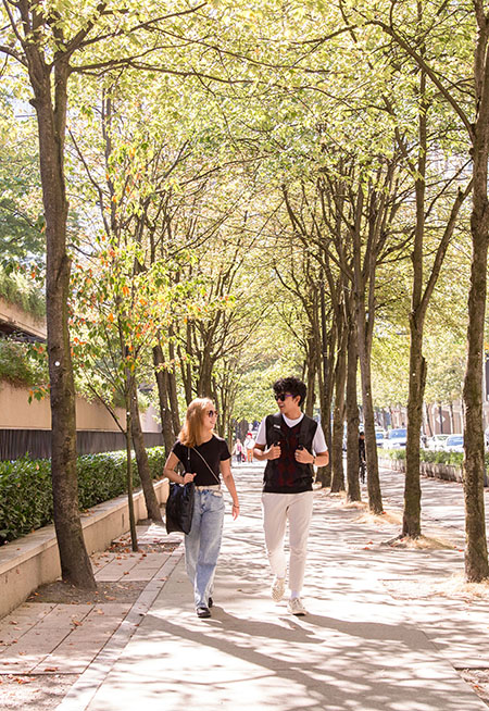 two students walking in downtown Vancouver