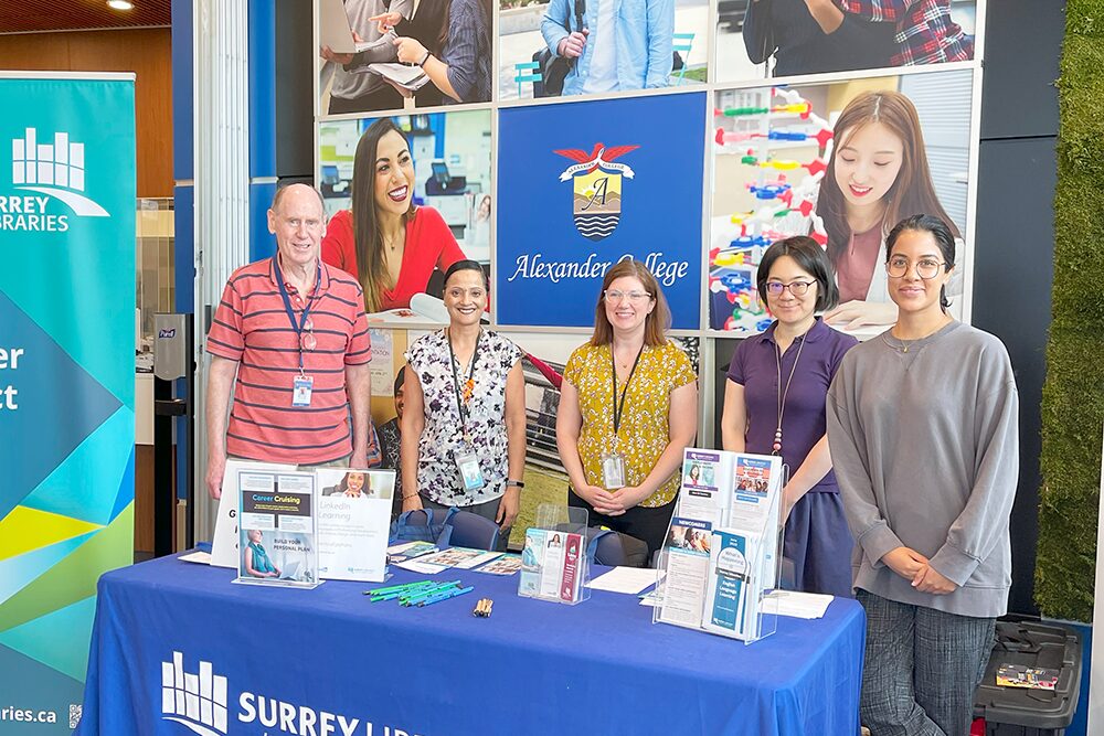 surrey libraries booth at the job fair
