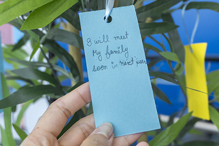 close up of Tanabata wish tag