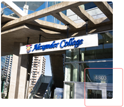 the entrance to Alexander College Burnaby campus