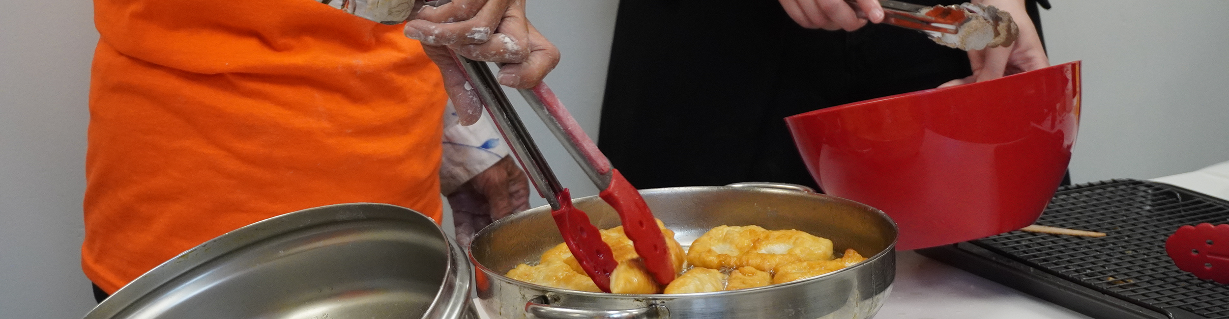 making bannock during Truth and Reconciliation Day